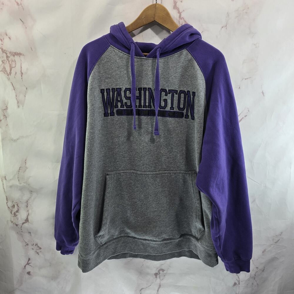 University Of Washington Hoodie Mens XL Gray Purple UW Dub Huskies Pullover